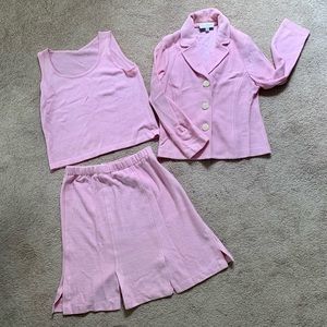 St. John’s pink three-piece suit